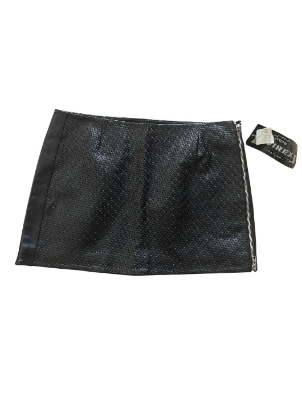 Avirex Black Perforated Leather Mini Skirt 11/12 New